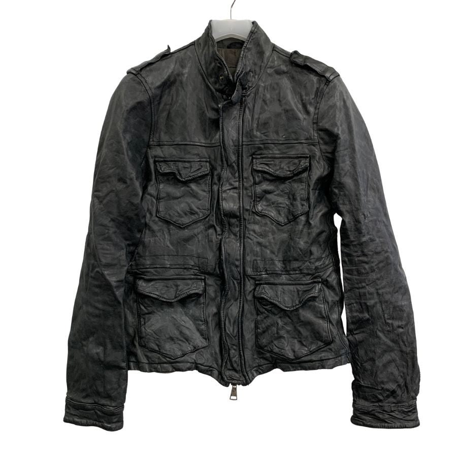 美品◆ジョルジオ ブラット ジャケット オーガニックエディション ラムレザー シワ加工  メンズ サイズ48 ブラック GIORGIOBRATO 【AFG1】