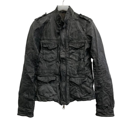 美品◆ジョルジオ ブラット ジャケット オーガニックエディション ラムレザー シワ加工  メンズ サイズ48 ブラック GIORGIOBRATO 【AFG1】