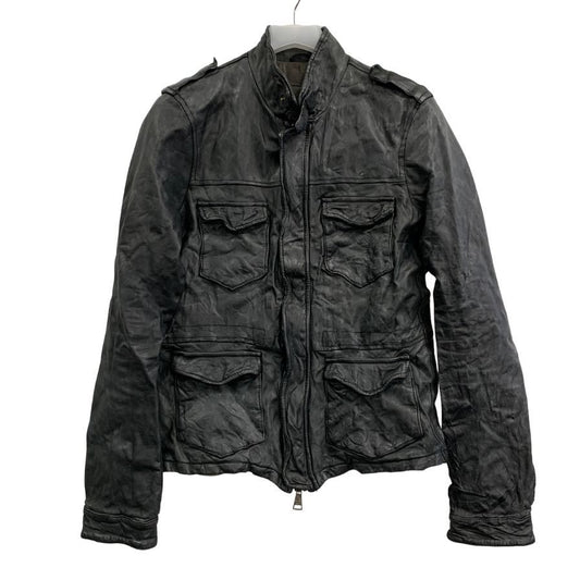 美品◆ジョルジオ ブラット ジャケット オーガニックエディション ラムレザー シワ加工  メンズ サイズ48 ブラック GIORGIOBRATO 【AFG1】