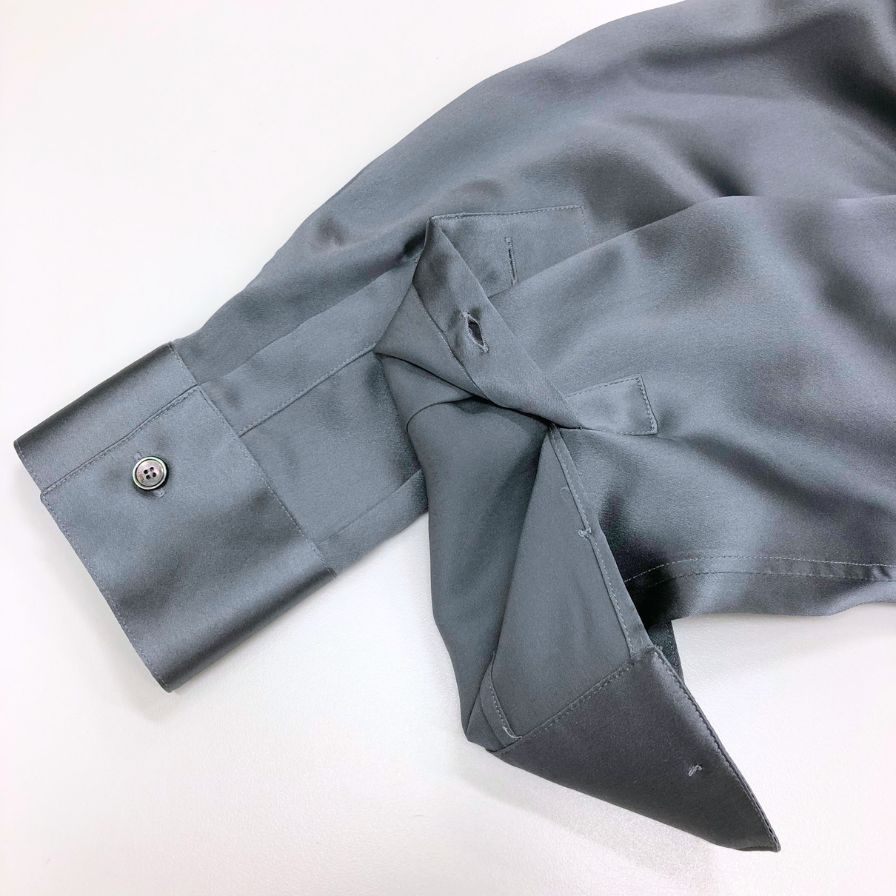 極美品◆ディオール 長袖 ドレス シルク シャツ 20ss グレー サイズ38 Dior 【AFB4】