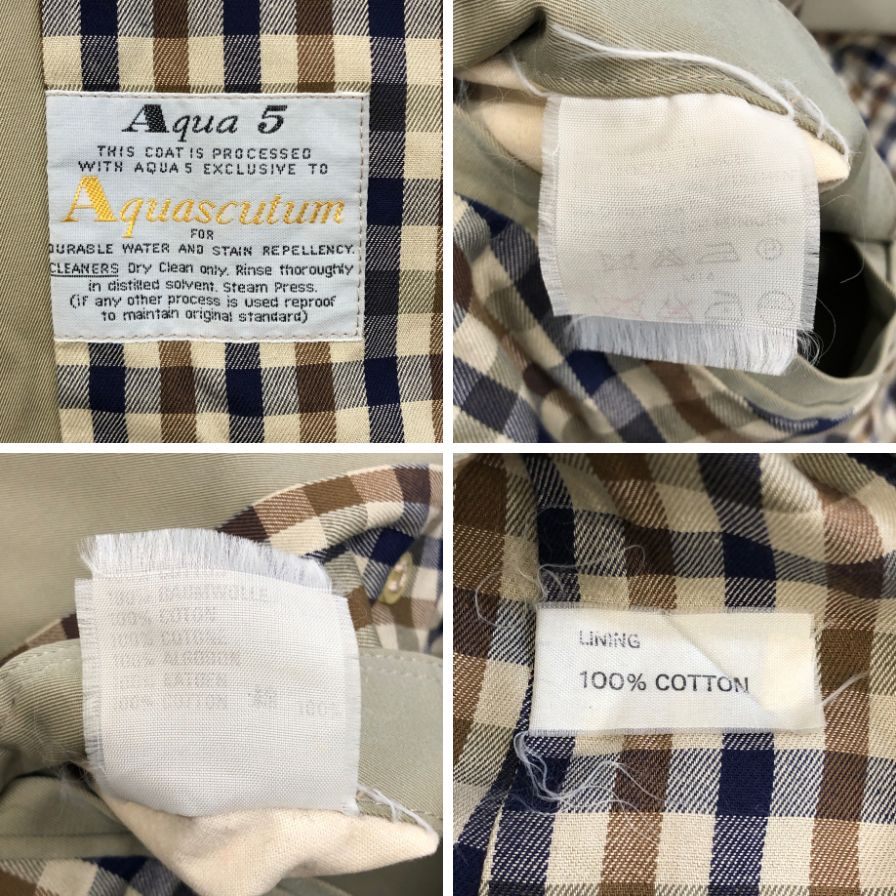 中古◆アクアスキュータム トレンチコート 70S アクア5 イングランド製 カーキ メンズ サイズ表記なし Aquascutum 【AFA11】