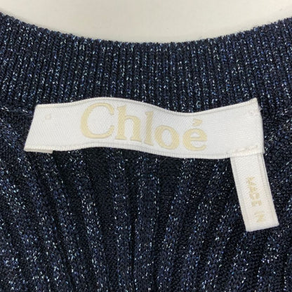 中古■クロエ ワンピース ラメ ニット ロング 長袖 ネイビー レディース サイズM Chloe 【AFB9】