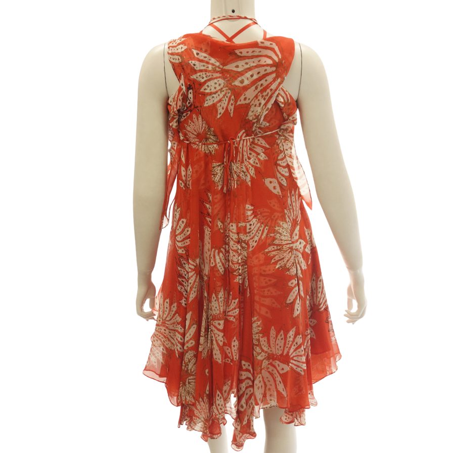 Good Condition◆Diane von Furstenberg Dress Floral Pattern Silk Orange DIANE von Furstenberg Women's [AFA7] 