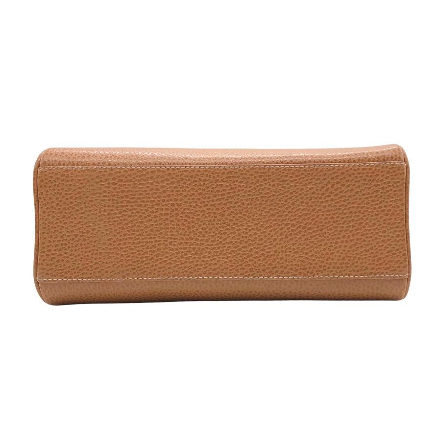 ローマ イタリー レディース レザーハンドバッグ ケリー風 ブラウン ROMA ITALY【AFE8】