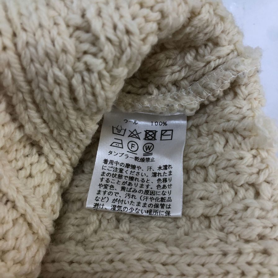 美品◆アラン ウーレンミルズ ニットセーター クルーネック ウール アイルランド製 メンズ サイズS ホワイト系 aran WOOLLEN MILLS 【AFB26】
