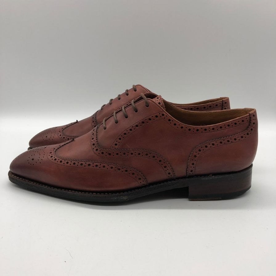 ジェイ エー ラミス フルブローグ カーフ メンズ バーガンディ サイズUK6.5 J.A.Ramis 約25.0cm【PTM2】