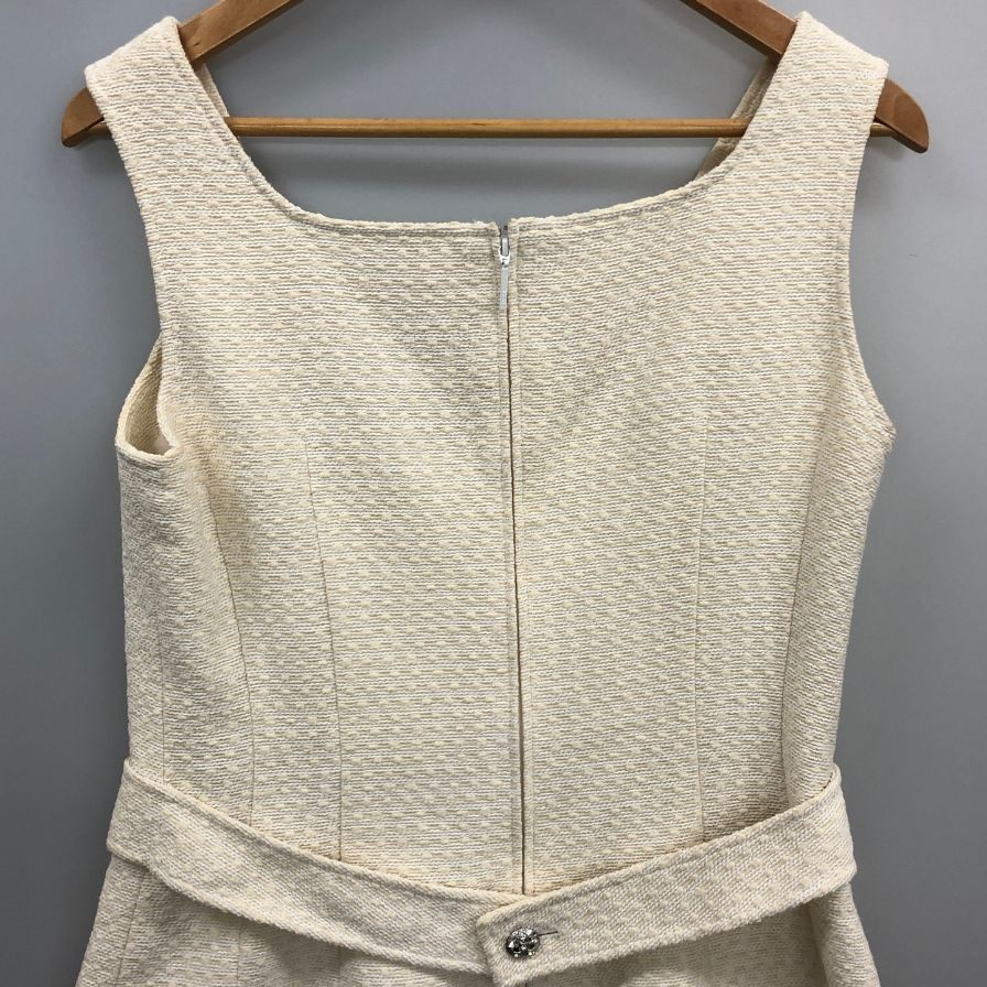 中古◆ルネ ワンピース ノースリーブ ツイード メタルボタン アイボリー レディース サイズ38 6426580 Rene TISSUE 【AFB3】