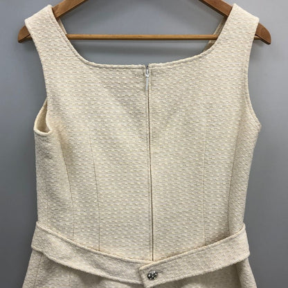 中古◆ルネ ワンピース ノースリーブ ツイード メタルボタン アイボリー レディース サイズ38 6426580 Rene TISSUE 【AFB3】