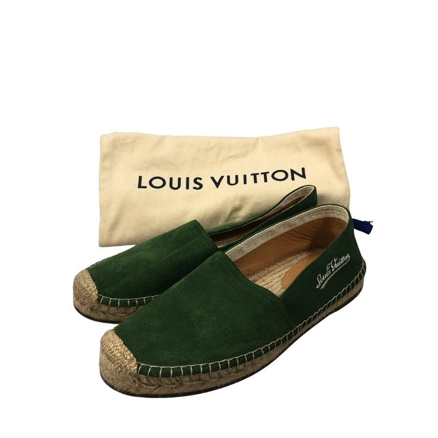 ルイヴィトン モカシンシューズ スエード エスパドリーユ CL1116 グリーン ベージュ 6.5 メンズ LOUIS VUITTON 約25.5cm【PTM3】