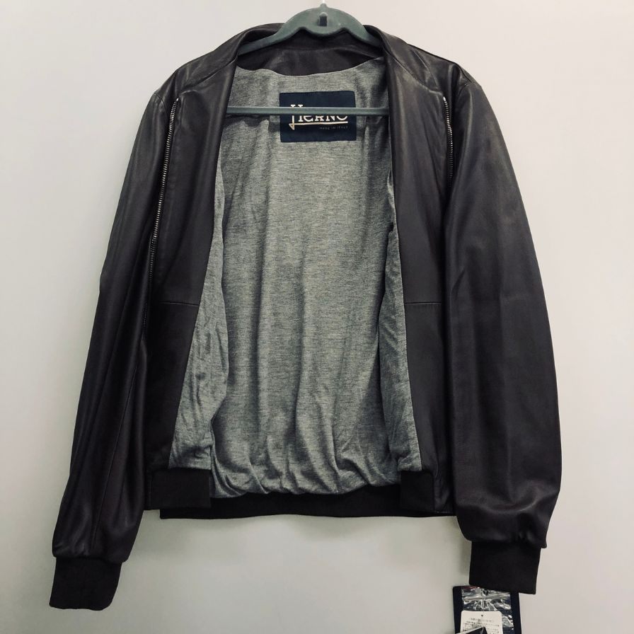 新品同様◆ヘルノ レザーブルゾン ラムレザー ダークブラウン メンズ サイズ50 PL0073U-18003-8990 HERNO 【AFG1】