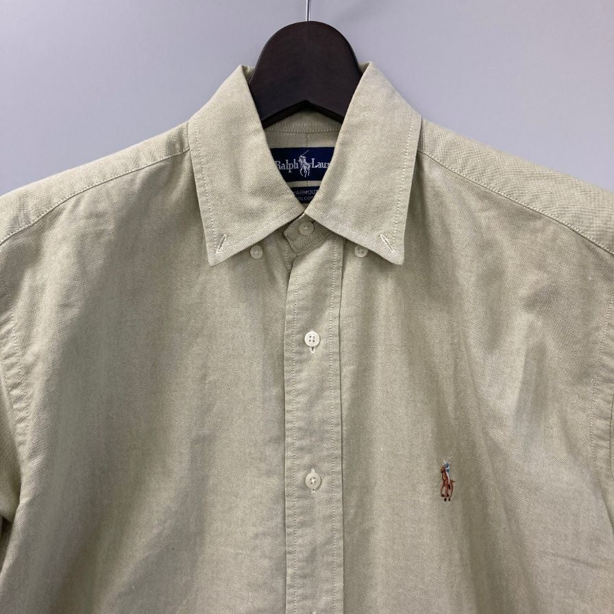 美品◆ラルフローレン ボタンダウンシャツ 90年代 yarmouth カーキ メンズ サイズ15-32 Ralph Lauren 【AFB5】
