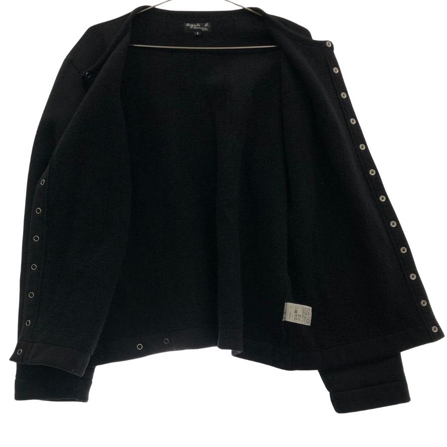 美品◆アニエスベー ジャケット ET84M001 ブルゾン ボタン 裏起毛 メンズ ブラック サイズ3  agnès b 【AFB39】