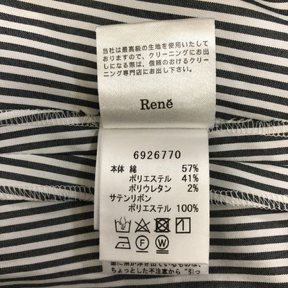 美品◆ルネ リミテッドエディション ワンピース 半袖 ピンストライプ スキッパー ホワイト ネイビー レディース サイズ 38 Rene LIMITED EDITION 【AFB5】