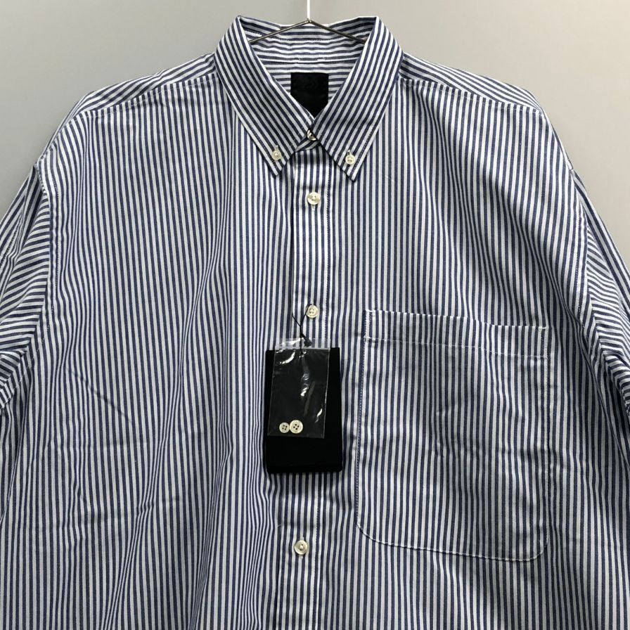極美品◆ダイワ ピア39 BE-80024 ストライプ ボタンダウン長袖シャツ ブルー サイズL DAIWA PIER39 【AFB37】