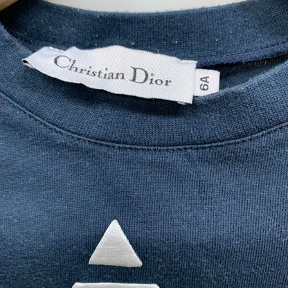 中古◆クリスチャン ディオール Tシャツ ロングスリーブ プリント サイズ6A ネイビー キッズ Christian Dior 【AFB25】