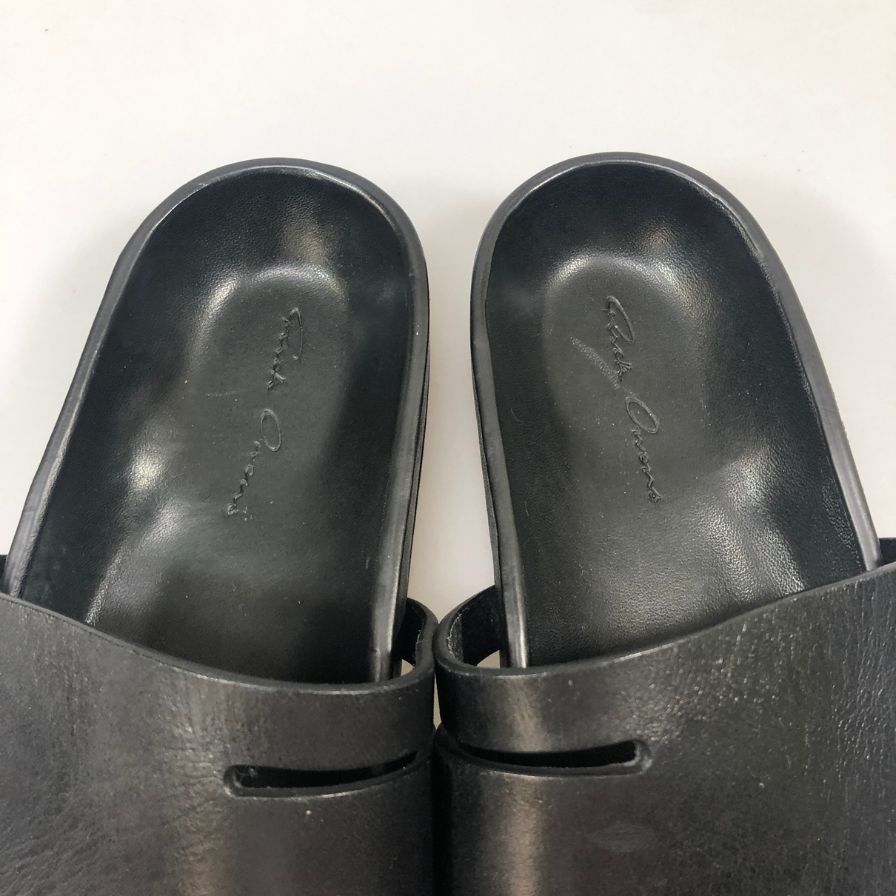 リックオウエンス 親指リング レザー トングサンダル レディース サイズ37.5 ブラック Rick Owens 約24.5cm【AFC48】