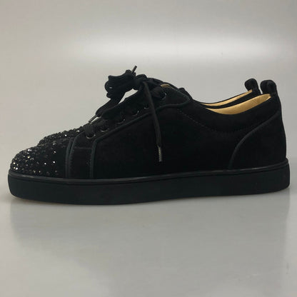 クリスチャンルブタン スニーカー べロア ラインストーン スタッズ メンズ ブラック サイズ40  Christian Louboutin 約25.0cm【AFD40】