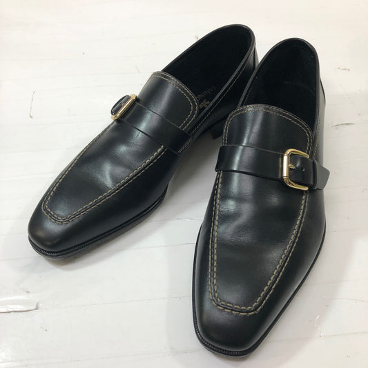 タニノクリスチー スリッポン シングルモンク スクエアトゥ ブラック メンズ サイズ7M TANINO CRISCI 約25.5cm【AFC50】