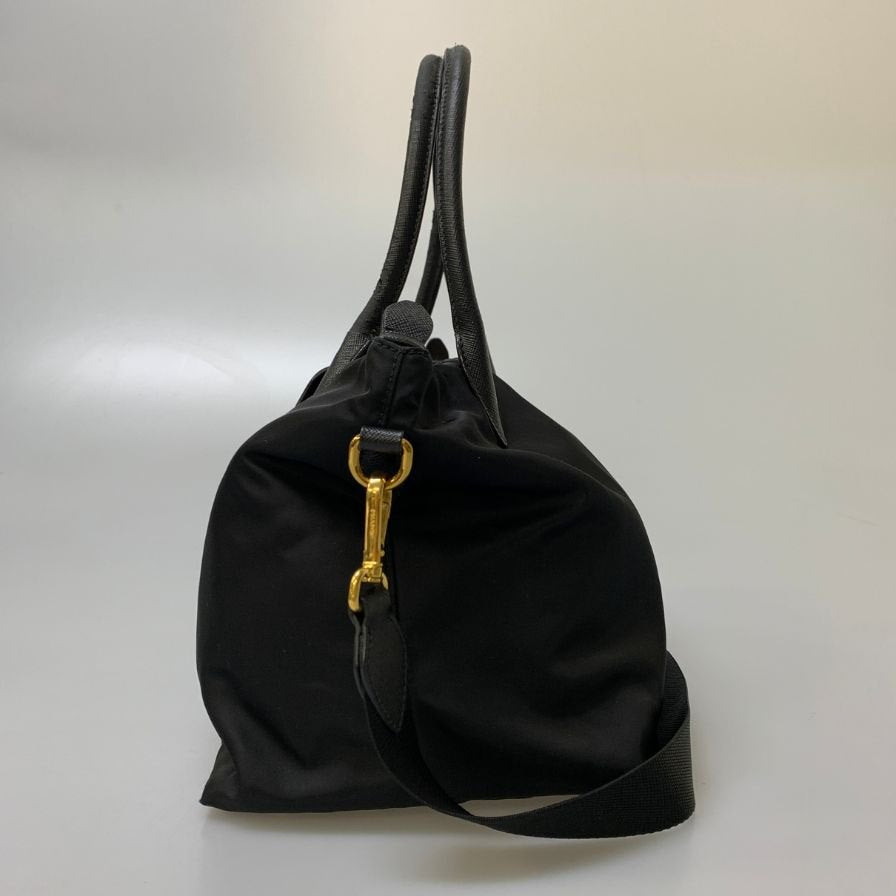 プラダ ハンドバッグ ナイロン×レザー 2WAY レディース ブラック PRADA【AFE3】