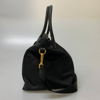 プラダ ハンドバッグ ナイロン×レザー 2WAY レディース ブラック PRADA【AFE3】