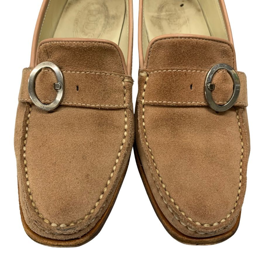 トッズ ドライビングシューズ スエード ベージュ サイズ36 レディース TOD'S 約22.5cm【AFC8】