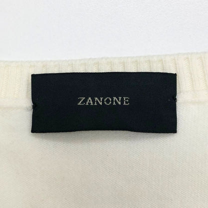 美品◆ザノーネ  クルーネック ニット ウール アイボリー サイズ46 メンズ ZANONE 【AFB7】