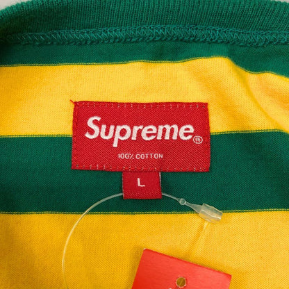新品同様◆シュプリーム ボーダー ロンT ヘンリーネック トップス メンズ サイズL イエロー×グリーン Supreme 【AFB37】