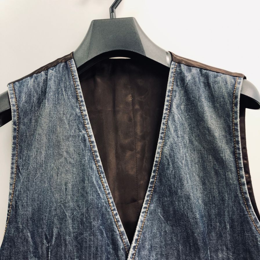 美品◆ドルチェ&ガッバーナ ベスト ジレ デニム ヴィンテージ加工 サイズ50 ブルー系 メンズ DOLCE&GABBANA 【AFB19】