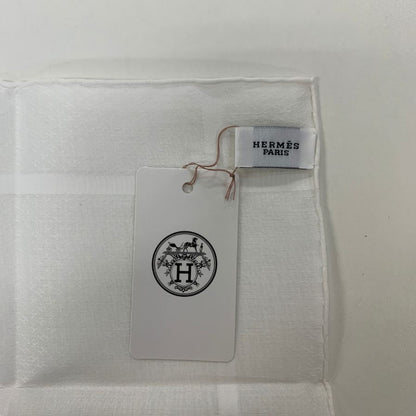エルメス ハンカチ コットン100% ホワイト レディース HERMES【AFI6】【中古】