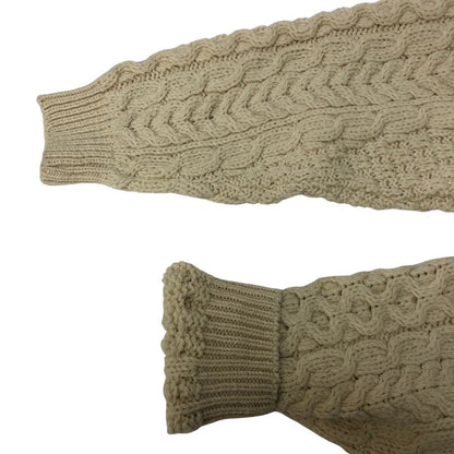 美品◆アラン ウーレンミルズ ニットセーター クルーネック ウール アイルランド製 メンズ サイズS ホワイト系 aran WOOLLEN MILLS 【AFB26】