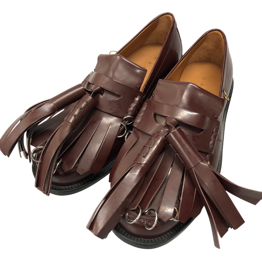 マルニ タッセルローファー バーガンディ レディース サイズ38 MARNI 約24.5cm【AFC3】