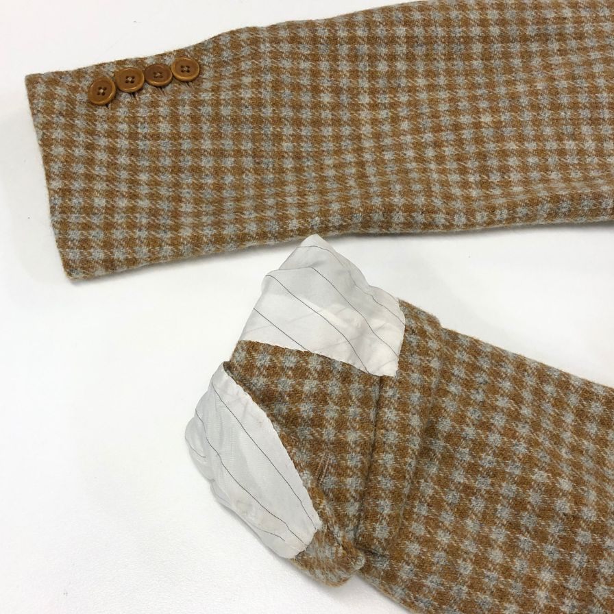 美品◆サルトリアカスタンジア ジャケット ウール チェック ライトブラウン サイズ46 Sartoria Castangia 【AFA16】
