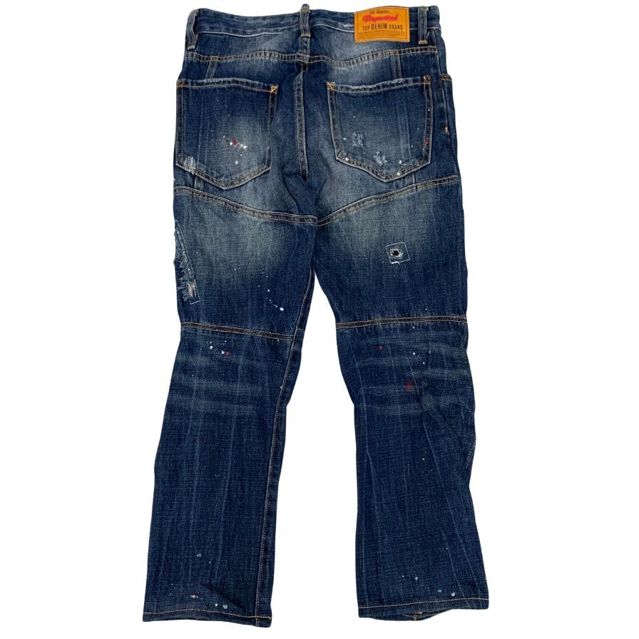 ディースクエアード デニムパンツ クラシック ケニー ツイスト ジーンズ ペイント ダメージ 加工 17AW インディゴ メンズ サイズ46 DSQUARED2 【AFB9】