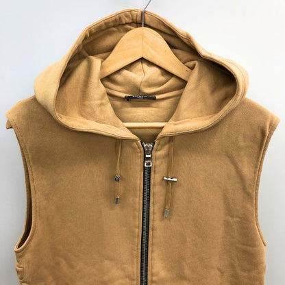 中古◆バルマン ノースリーブパーカー ジップアップ サイドロゴ ベージュ メンズ サイズXS BALMAIN 【AFB8】
