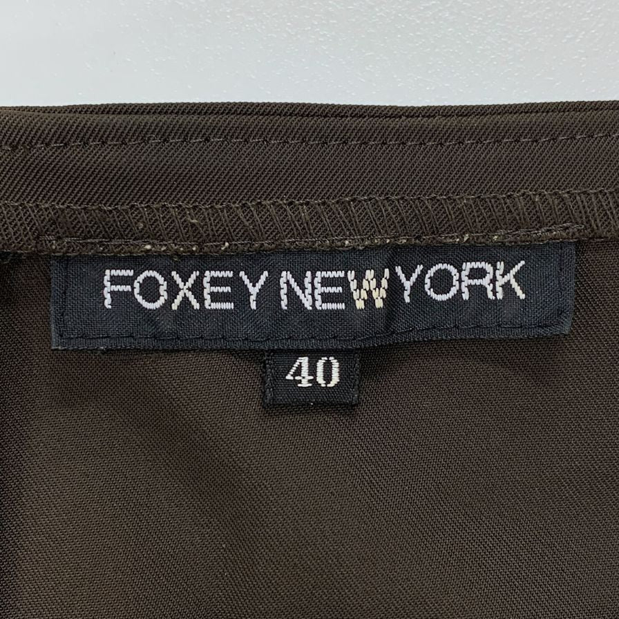 美品◆フォクシー ニューヨーク ワンピース ノースリーブ ポリエステル ホリードレス ブラウン レディース サイズ40 FOXEY NEW YORK 【AFB29】