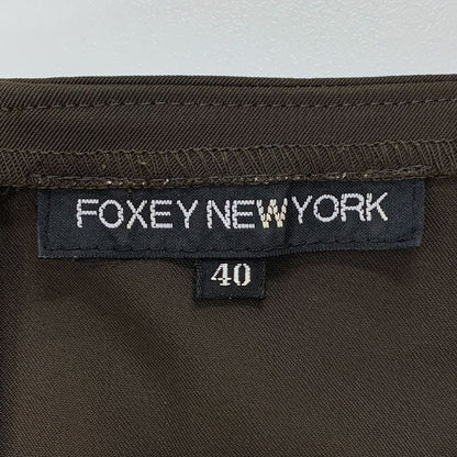 美品◆フォクシー ニューヨーク ワンピース ノースリーブ ポリエステル ホリードレス ブラウン レディース サイズ40 FOXEY NEW YORK 【AFB29】