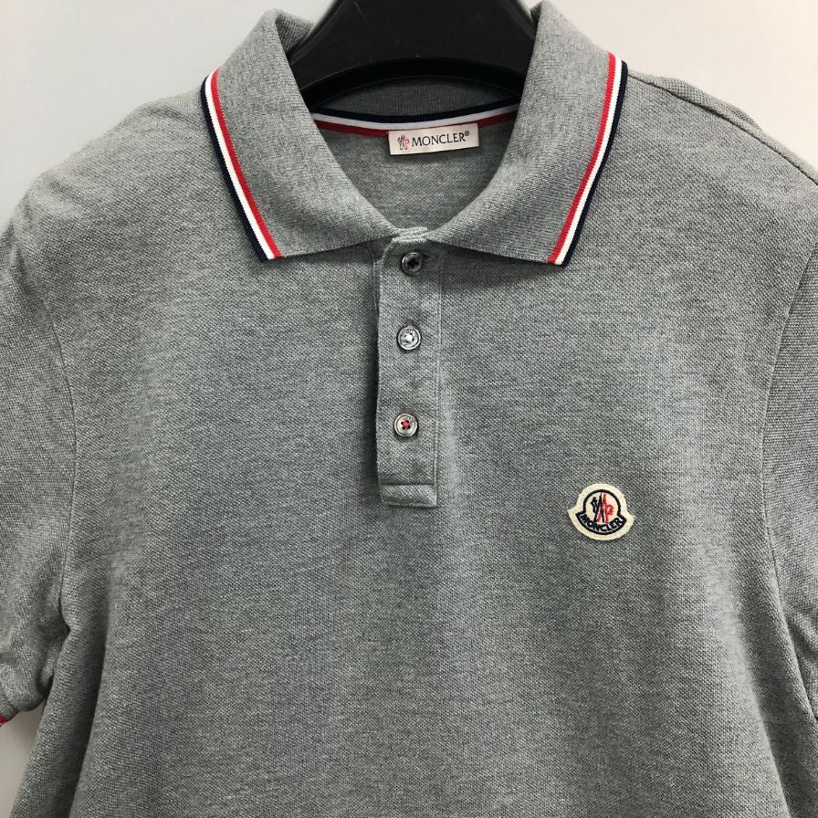 美品◆モンクレール ポロシャツ MAGLIA POLO MANICA CORTA グレー系 メンズ サイズM MONCLER 【AFB36】