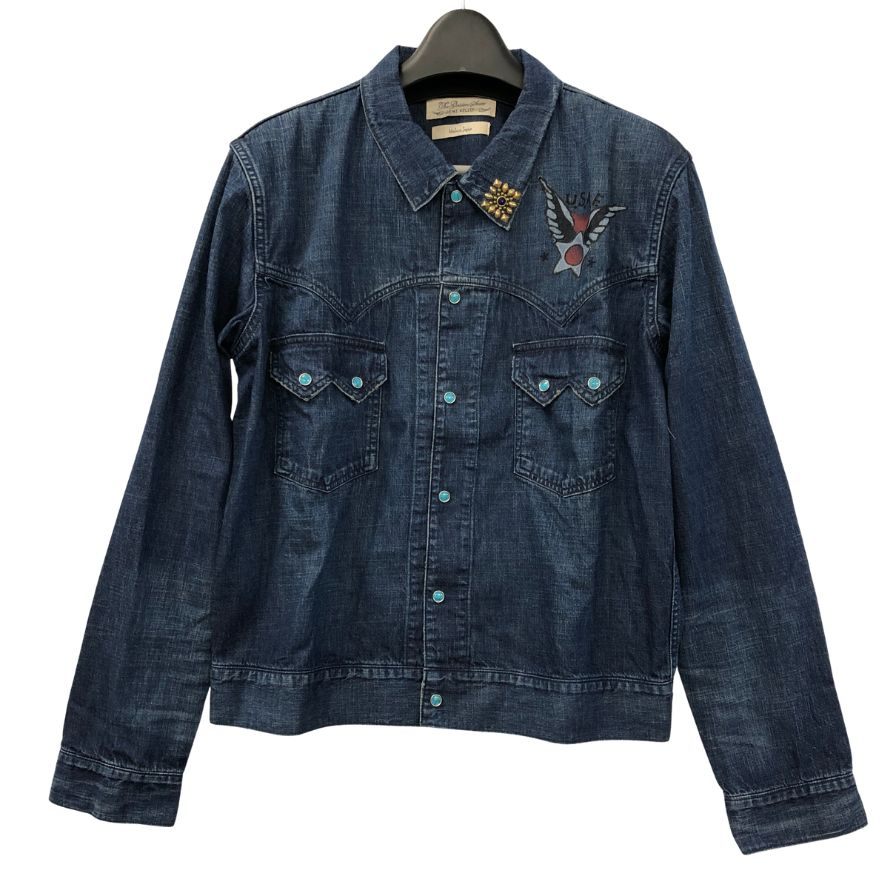 極美品◆レミレリーフ デニムウエスタンシャツ ビジュー付き メンズ サイズXL REMI RELIEF 【AFB36】
