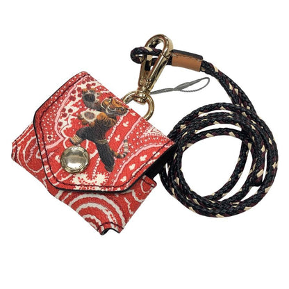 エトロ エアポッズケース カンフーパンダ AirPodsケース レッド系 レザー ETRO【AFI17】【中古】