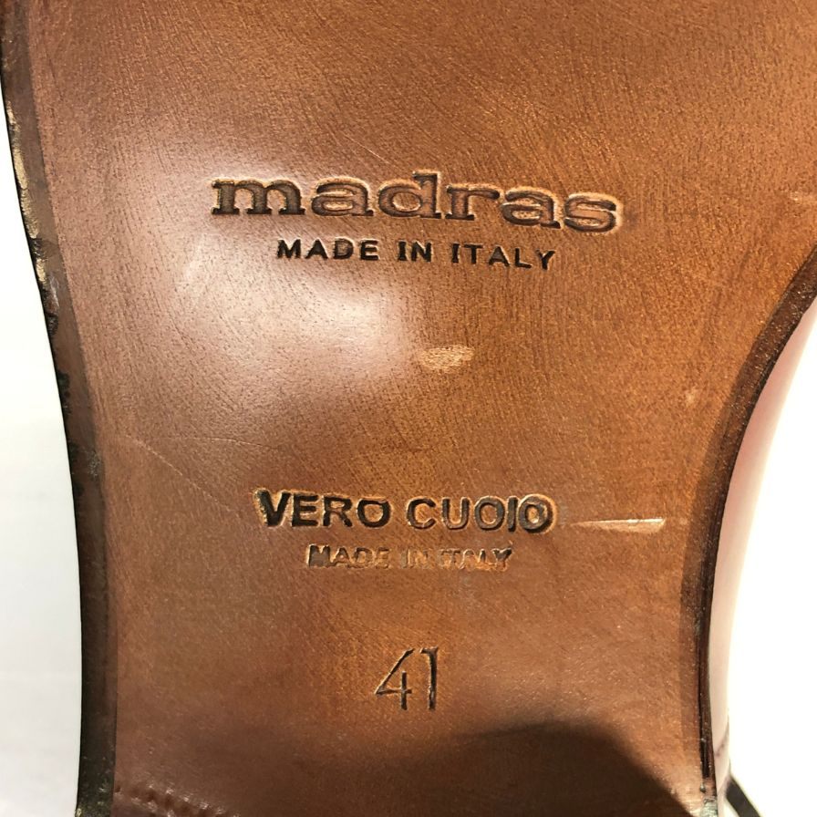 マドラス ストレートチップ イタリア製 バーガンディ メンズ サイズ41 madras 約25.5cm【AFD4】