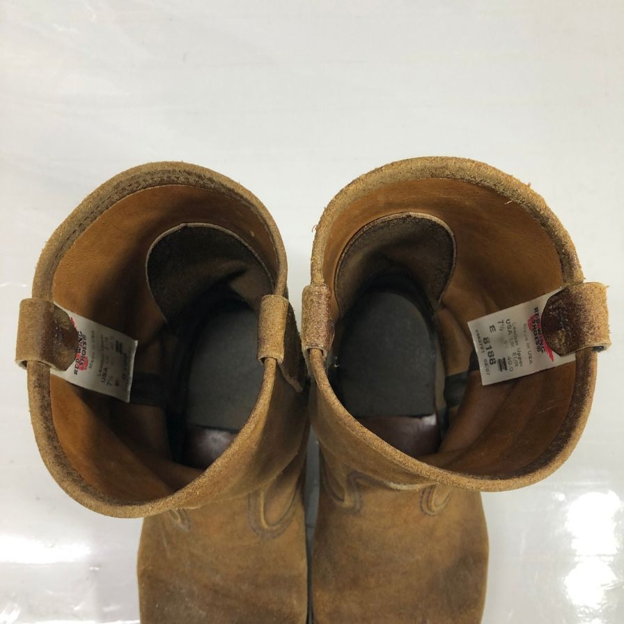 レッドウィング 8188 ペコスブーツ スエード プレーントゥ ブラウン サイズUS7.5E メンズ REDWING 約25.5cm【YB6】