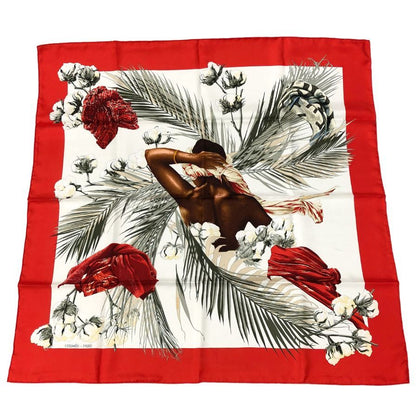 エルメス スカーフ カレ90 TURBANS DES REINES 王女のターバン シルク オレンジ×ホワイト レディース HERMES【AFI22】