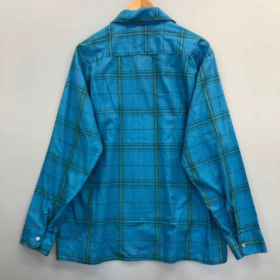 極美品◆タウンクラフト 70S チェックシャツ PENN-PRESTタグ ブルー メンズ サイズL TOWNCRAFT 【AFB19】