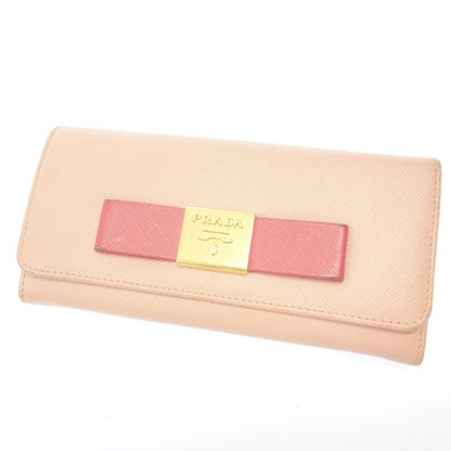 中古◆プラダ 長財布 リボン ピンク レディース PRADA【AFI19】