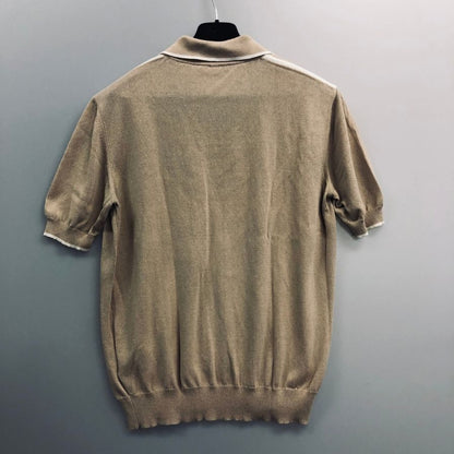美品◆エルメネジルドゼニア ポロシャツ コットン サマーニット ベージュ系 サイズM メンズ Ermenegildo Zegna 【AFF19】