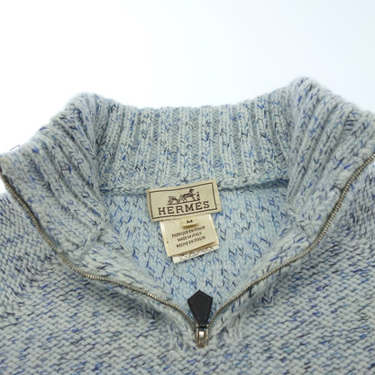 Used ◆Hermes knit sweater half zip 100% cashmere saxophone blue men's size M HERMES [AFB37] 