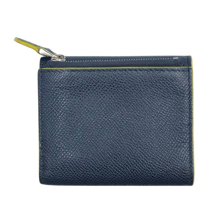 ブルガリ ロゴクリップ 三つ折り財布 レディース ネイビー×イエロー BVLGARI【AFI11】