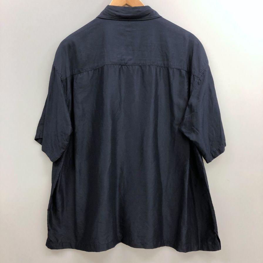 美品◆ジャーナルスタンダード シャツ シルク 半袖 ネイビー サイズM メンズ JOURNAL STANDARD 【AFB6】