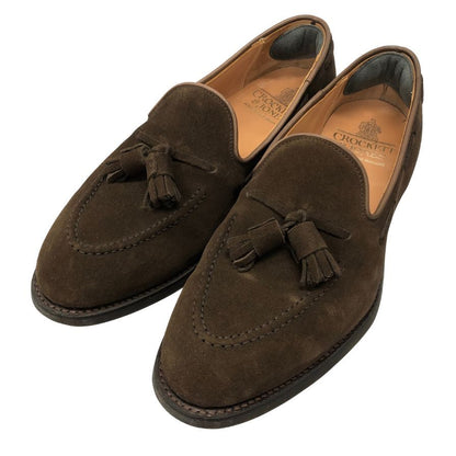クロケット&ジョーンズ レザーシューズ タッセル ローファー スエード キャベンディッシュ3 ブラウン サイズUK7E CROCKETT&JONES CAVENDISH3 ローファー 約26.5cm【LA】【中古】