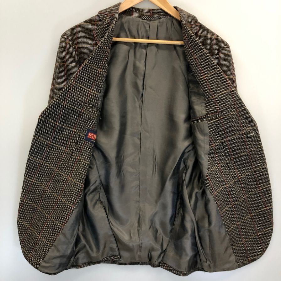 美品◆スーツカンパニー テーラードジャケット ETHOMAS ウール チェック柄 グレー系 メンズ サイズ165-6Drop THE SUIT COMPANY 【AFA7】